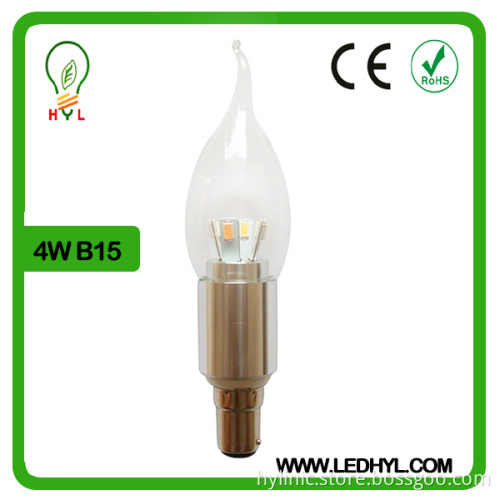 Factory price bent tip 4W warm white candle led bulb B15 in Shenzhen